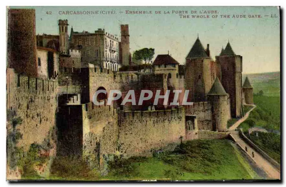 Carcassonne (Cidade) — Conjunto da Porta de l'Aude — Li. - Frente