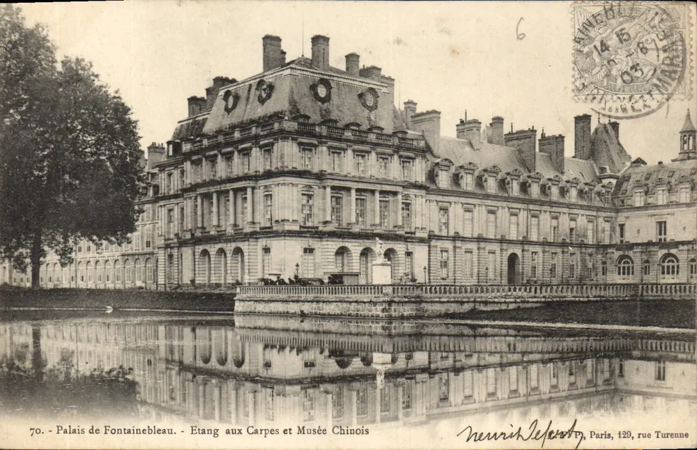 Palast von Fontainebleau — Teich der Karpfen und Chinesischer Museum — Henri Le Fèvre, Paris, 129, rue Turenne - Vorderseite