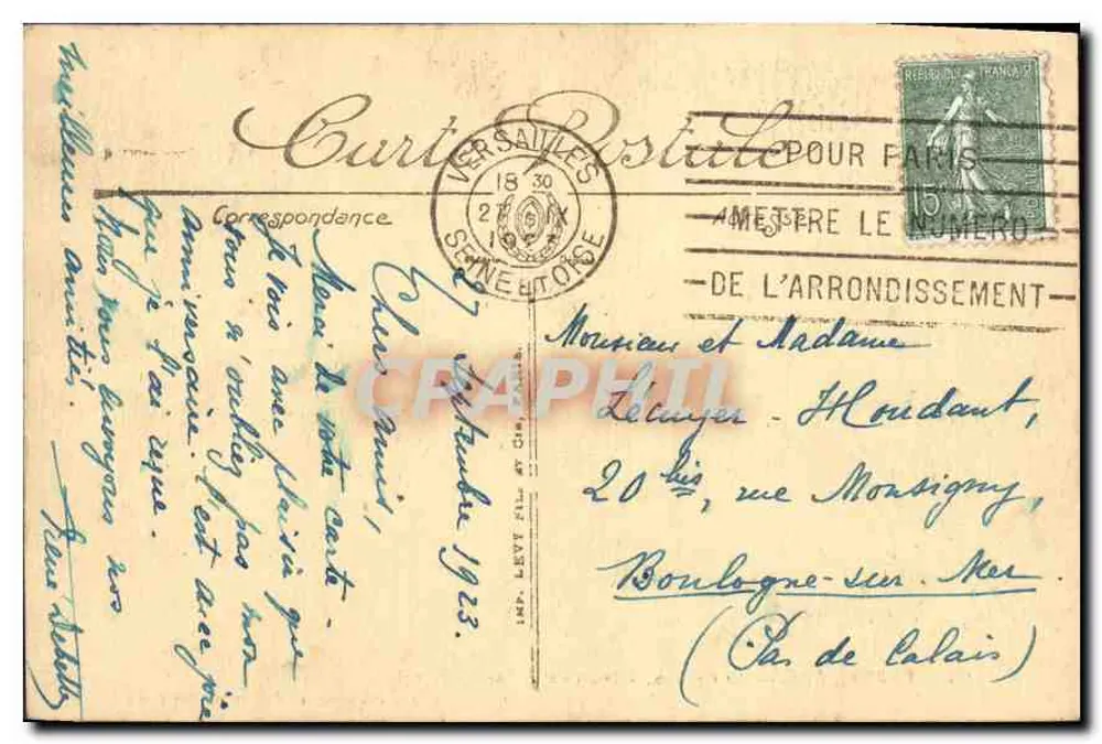 Versailles — Das Schloss, die Orangerie und Blick auf die Stadt — LL. n°94 - Rückseite