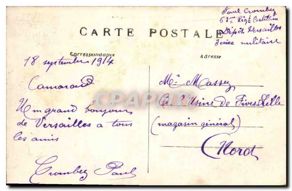 Versailles — L'Orangerie — editor desconhecido, n°6 - Verso