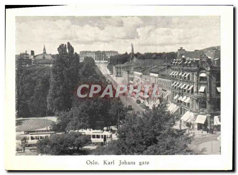 Oslo. Karl Johans gate — vista panorâmica — editor desconhecido - Frente