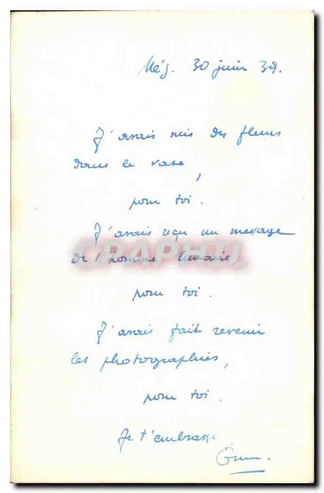 Estrada cercada por árvores — campo e céu — cerca de 1939 - Verso
