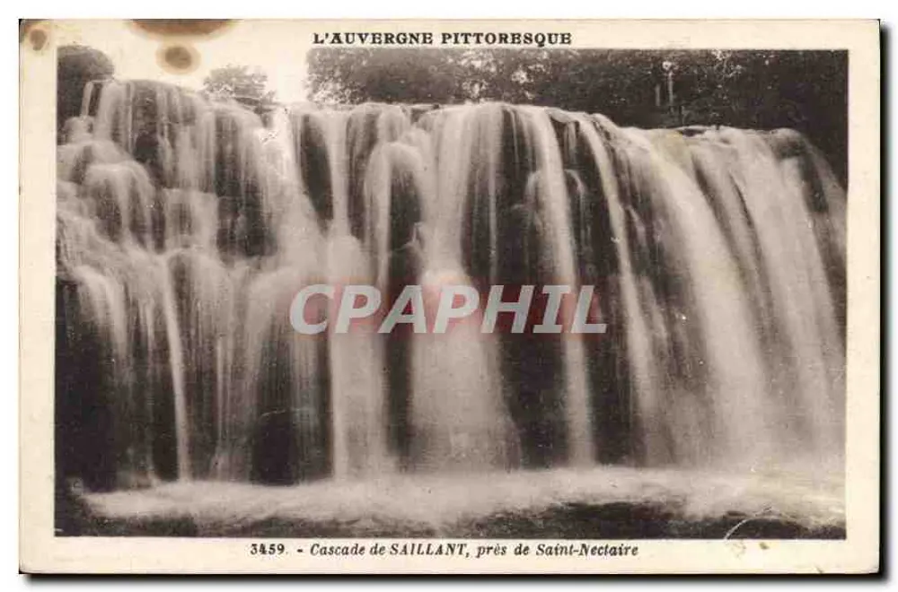 Saillant Wasserfall, nahe Saint-Nectaire — Das pittoreske Auvergne — Verleger La Cigogne, Vichy - Vorderseite