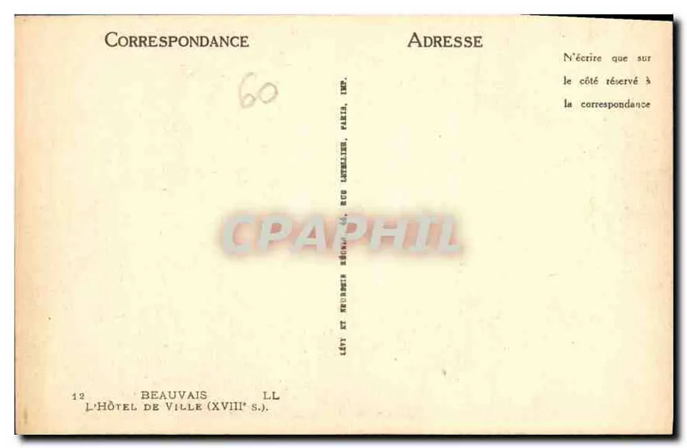 Beauvais — O Hotel de Ville (século XVIII) — LL - Verso