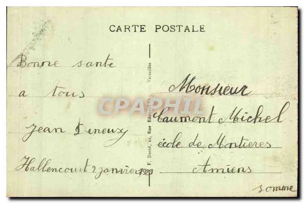 Versailles - Das Hameau von Marie Antoinette - Das Mühle — Verlag: F. David, Rue Edouard VII, Versailles, n°107 - Rückseite