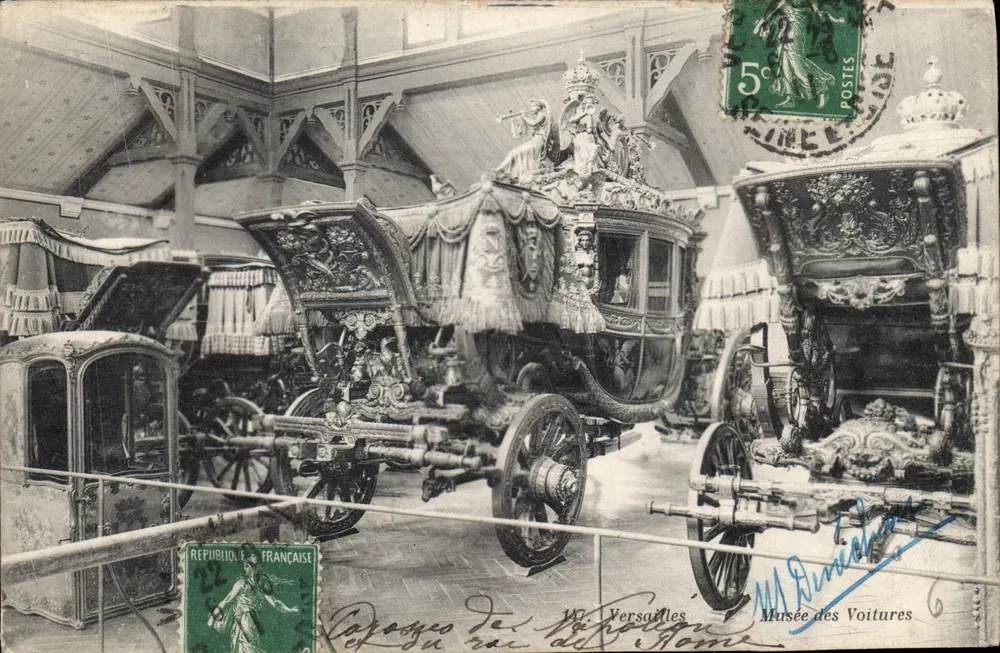 Carros do rei Napoleão — Museu dos Carros, Versailles — editor M. Boudier e Faucheux - Frente
