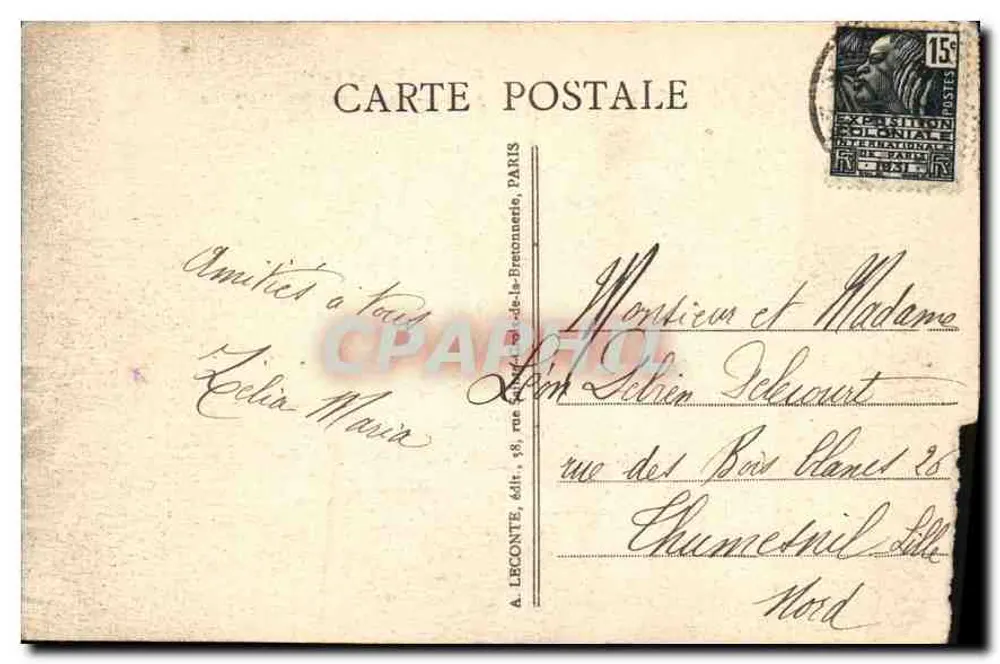 Versailles - Der Bassin des Wagens Apollons — A. L. n°17 - Rückseite