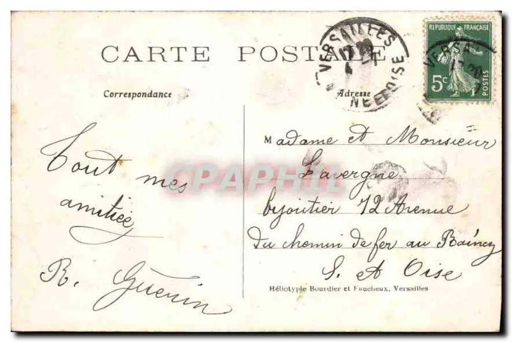 Parque de Versailles — Bassin de Latone — Héliotype Bourdier et Faucheux, n°40 - Verso