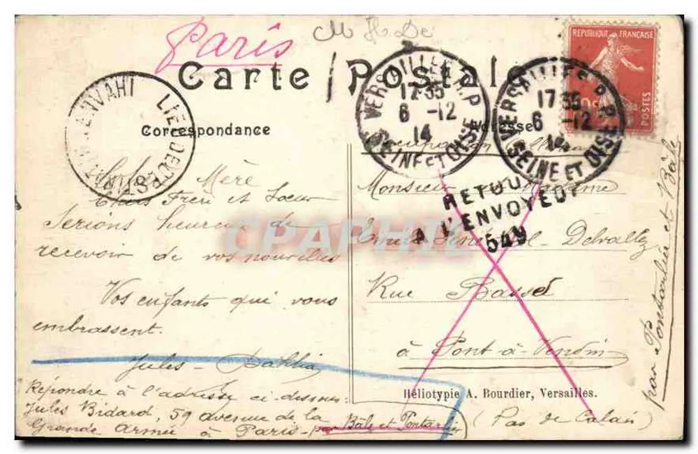 Parc de Versailles — Bassin d'Apollon und Grand Canal — unbekannter Verlag, n° 166 - Rückseite