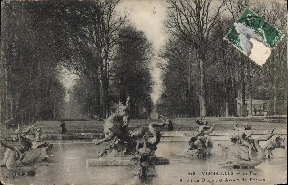 Versailles — Der Park, Bassin des Drachen und Avenue de Trianon — Verlag E.P.D. Nr. 218 - Vorderseite
