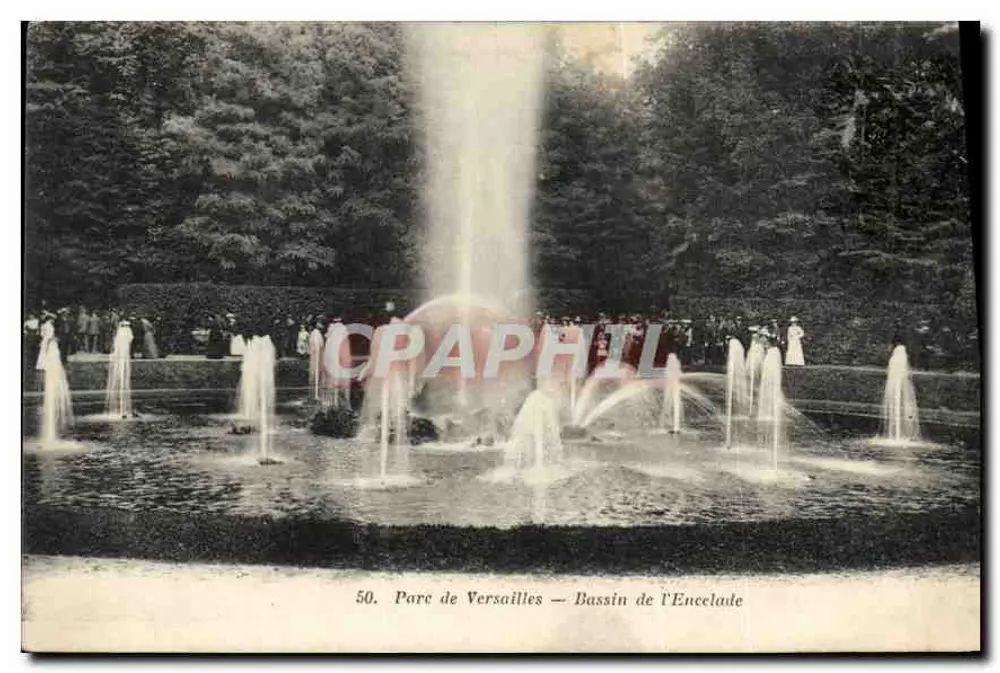Park von Versailles — Bassin de l'Encelade — Héliotypie A. Bourdier - Vorderseite