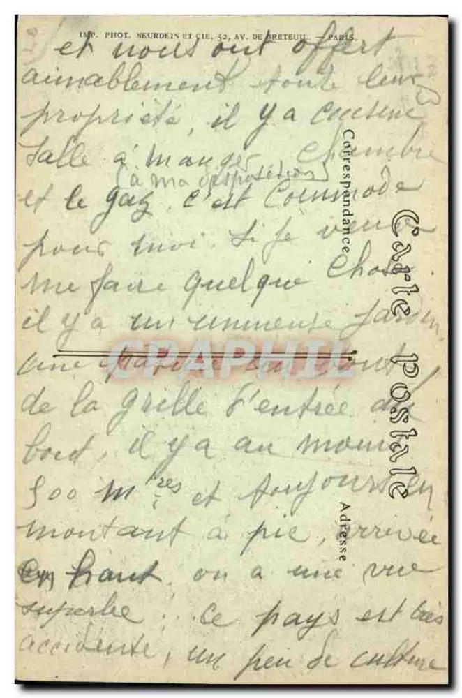 Castelo de Chantilly — O Castelo de Enghien — Imp. Phot. Neurdein et Cie, 52, av. de Téteu, Paris - Verso