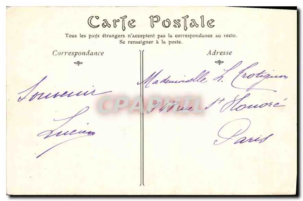 Chantilly — A Avenida da Águia — Editor Postes, n° 98 - Verso
