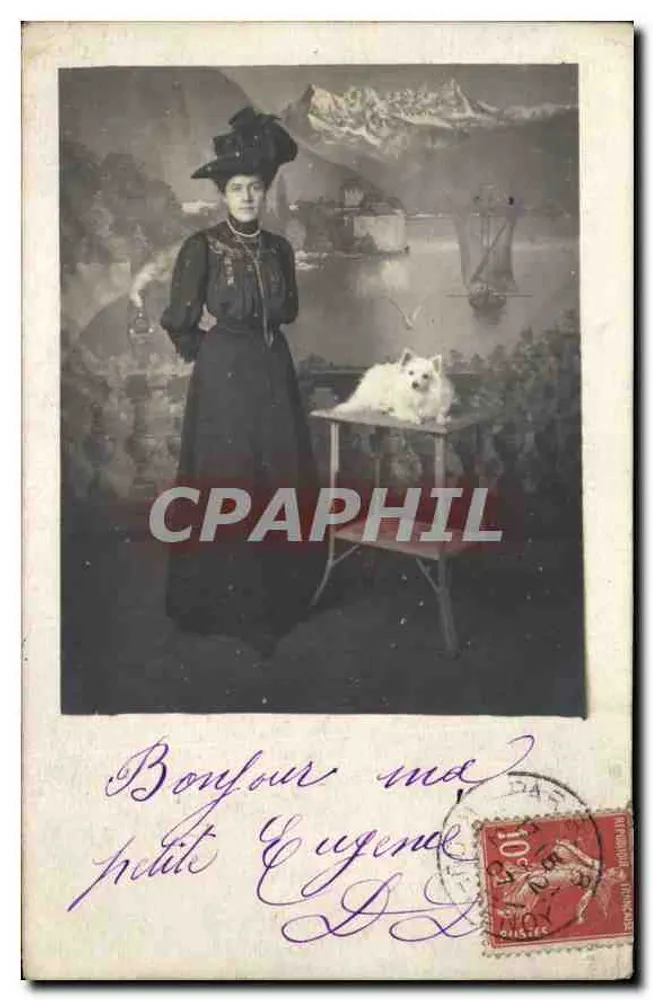 Frau und Hund — Seen- und Berglandschaft — Photo-Rapid, Zürich - Vorderseite