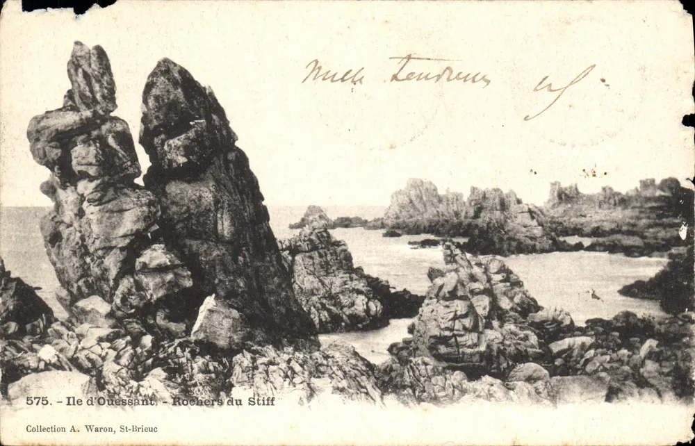 Ilha de Ouessant - Rochas do Stiff — Coleção A. Waron, St-Brieuc - Frente