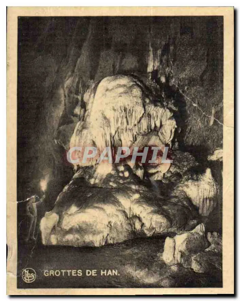 Grottes de Han — formation rocheuse en cavité — éditeur N. Bus, n° 12345 - Awers