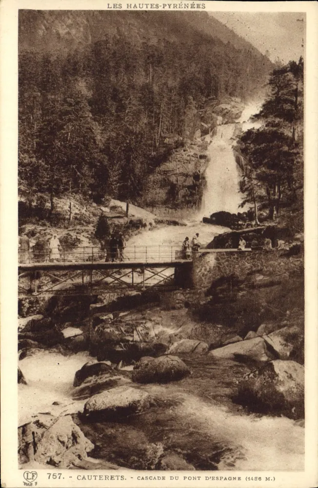 Cauterets - Cachoeira do Pont d'Espagne (1486 m.) — Les Hautes-Pyrénées — editor LF, n° 757 - Frente