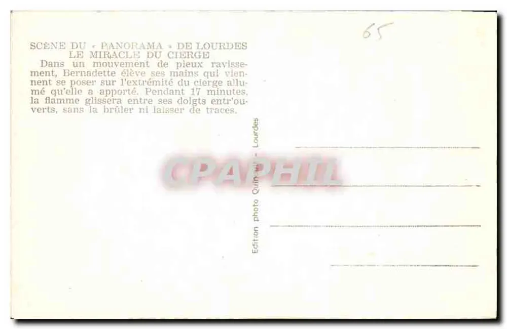 Milagro de la vela en Lourdes — Bernadette — Edición Lourdes - Reverso