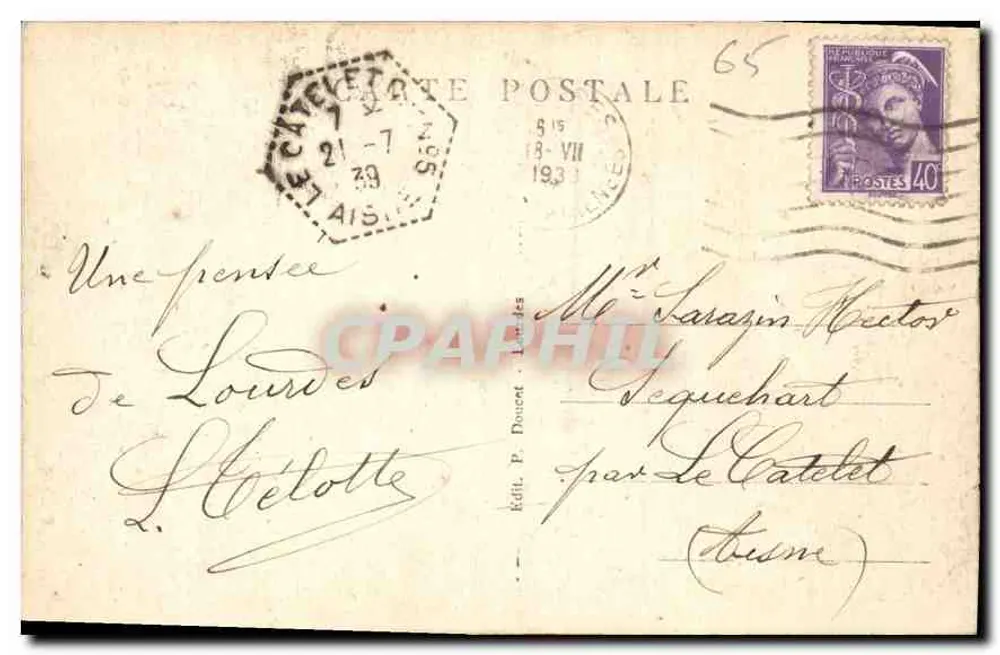 A Basílica, vista de lado — P.D. — Editor P. Doucet, n° 65 - Verso