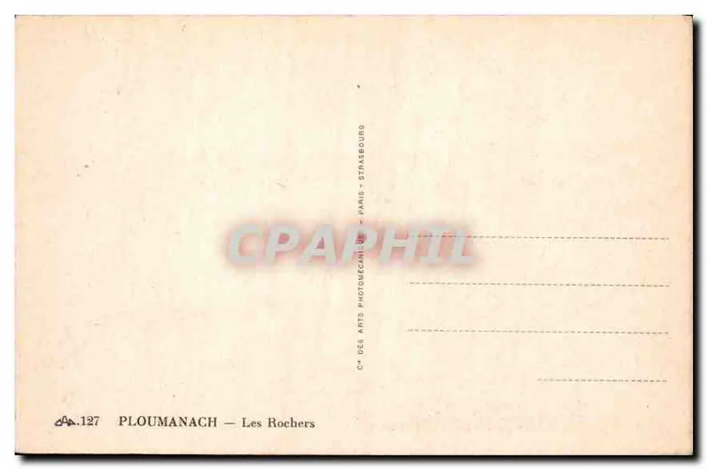P loumanach — Os Rochos — C° des Arts Photomécanique — Paris - Strasbourg - Verso