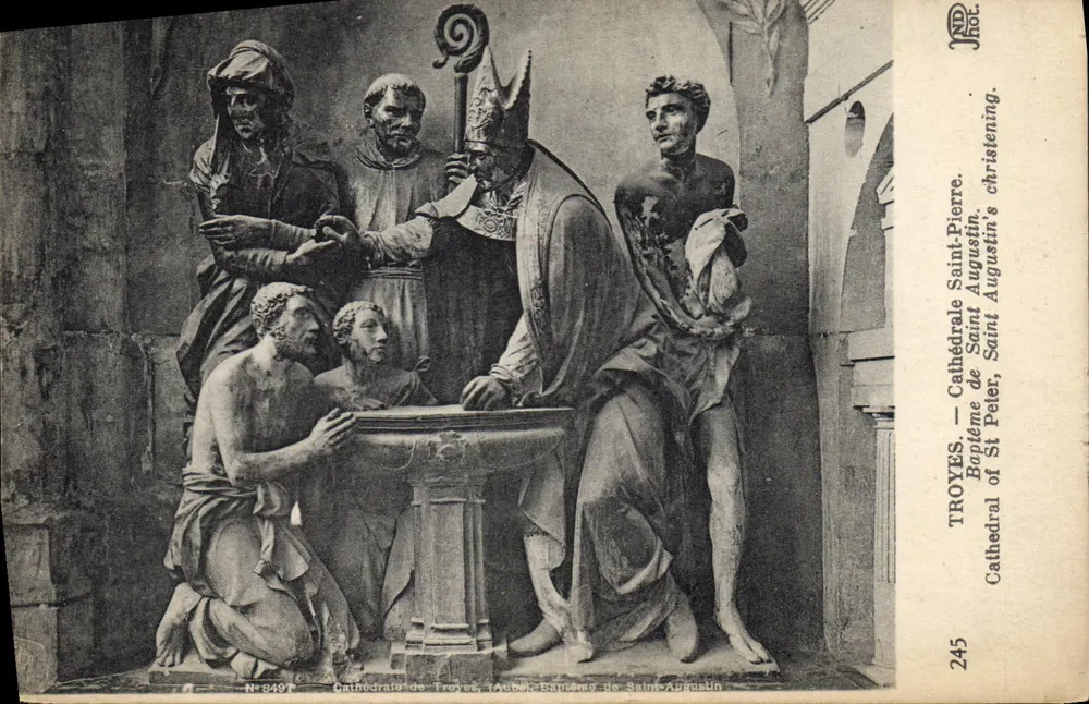 Troyes — Catedral de São Pedro, Batismo de São Agostinho — Editor: Hébréan Frères, N° 8497 - Frente