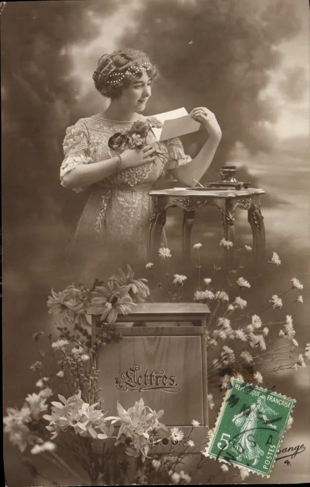 Mulher lendo uma carta — cena de escritório — editor Sange n°4 - Frente