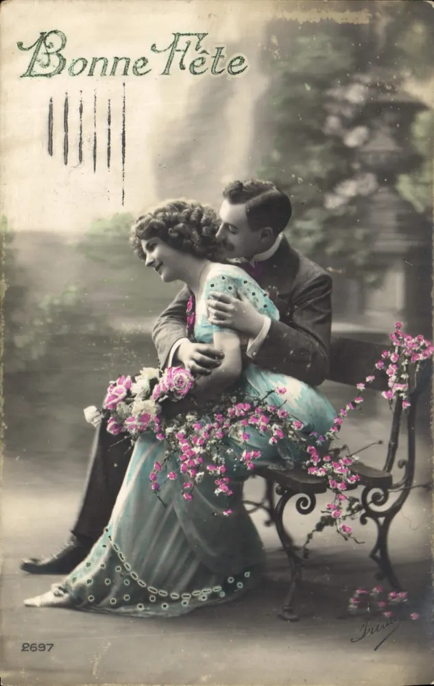 Liebendes Paar — Garten-Szene — Verlag Brune n° 2697 - Vorderseite