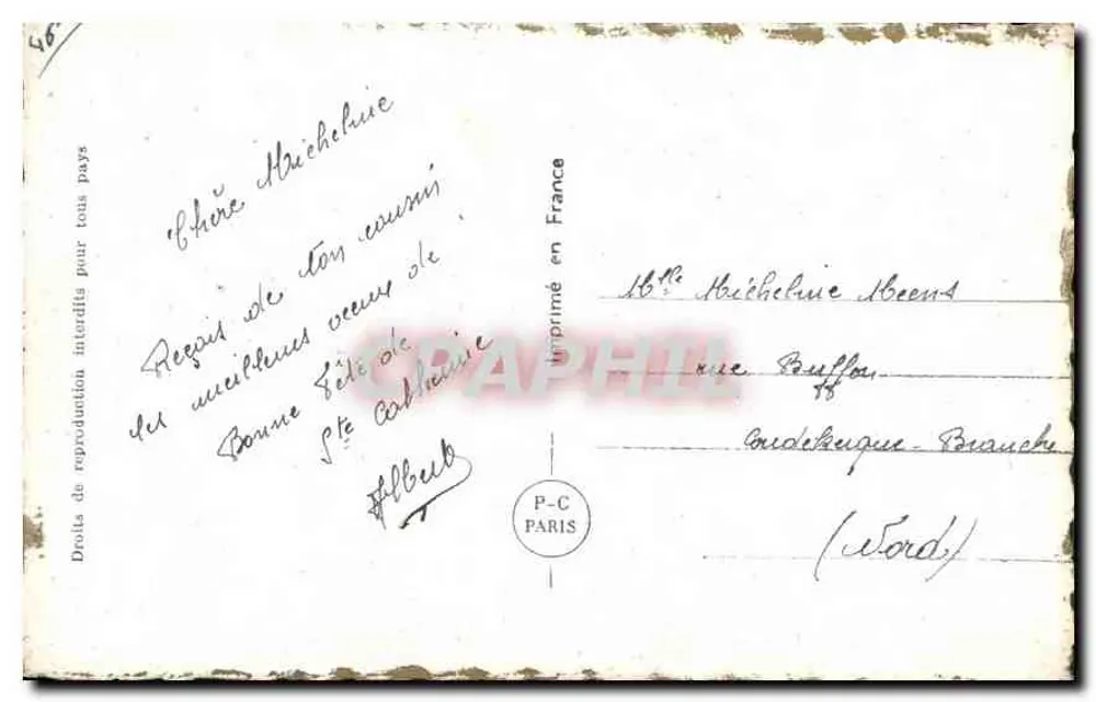Sainte Catherine — Je meurs où je m'attache — P-C Paris n°5807/4 - Rückseite