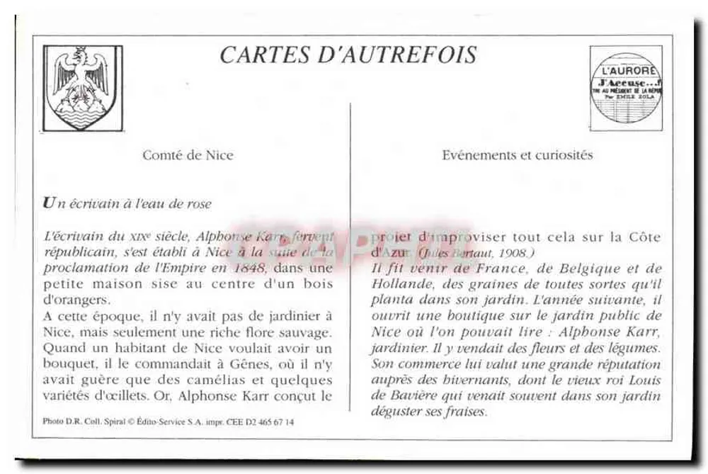 Jettée-Promenade — Nice — Editor: L'Aurore, Nice - Verso