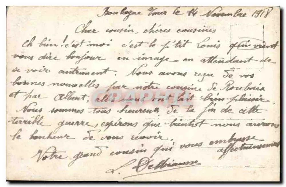 एक युवा आदमी का चित्र — बुलोन-सर-मर, 14 नवंबर 1918 — ग्राफिया - पीछे