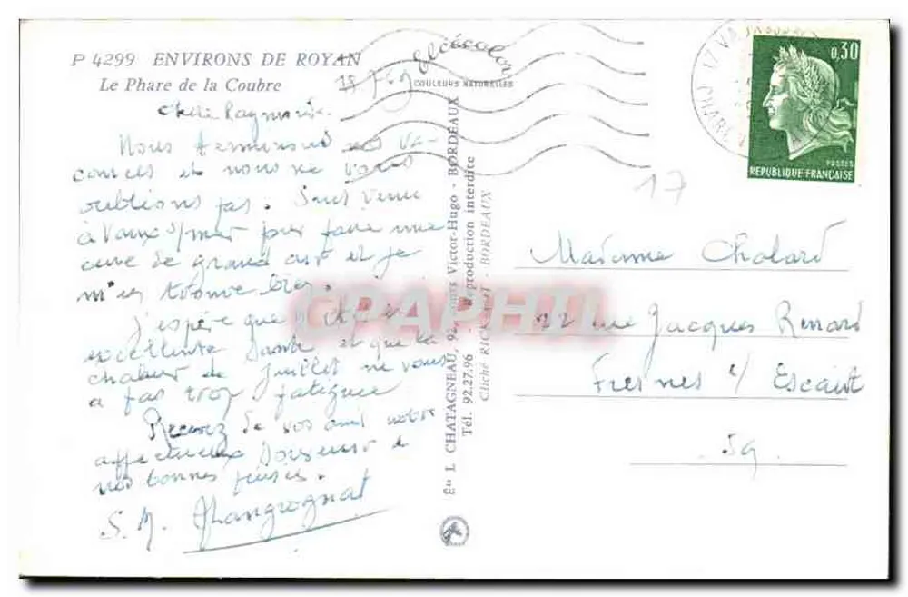 Farol da Coubrée — Ao redor de Royan — Editor Elcée - Verso
