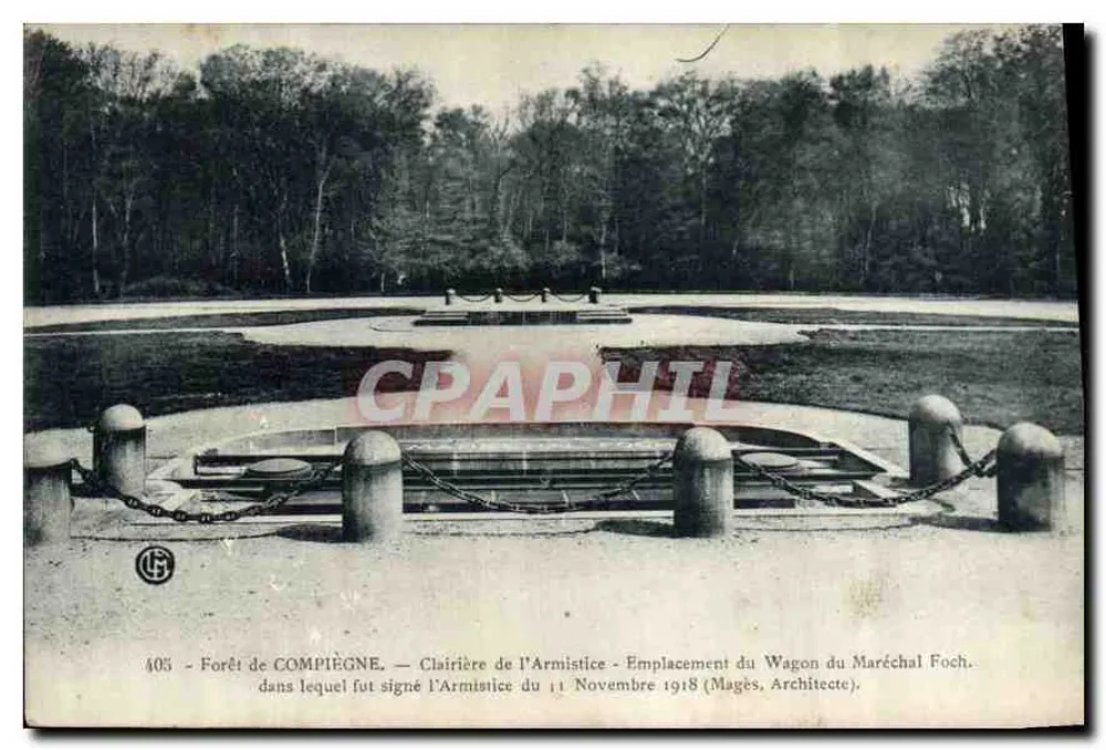 Wald von COMPIÈGNE — Armistice-Platz — Standort des Wagens des Marschalls Foch — Magès, Architekt - Vorderseite