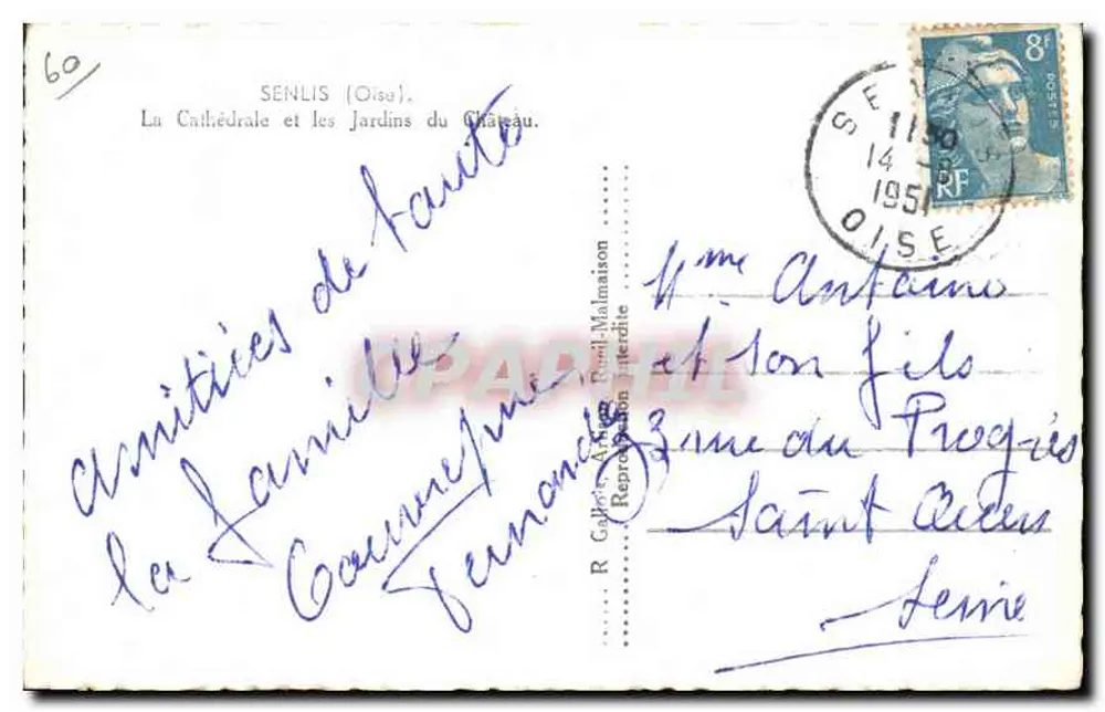 Senlis (Oise) — Die Kathedrale und die Gärten des Schlosses — R. Gallot, Verlag - Rückseite