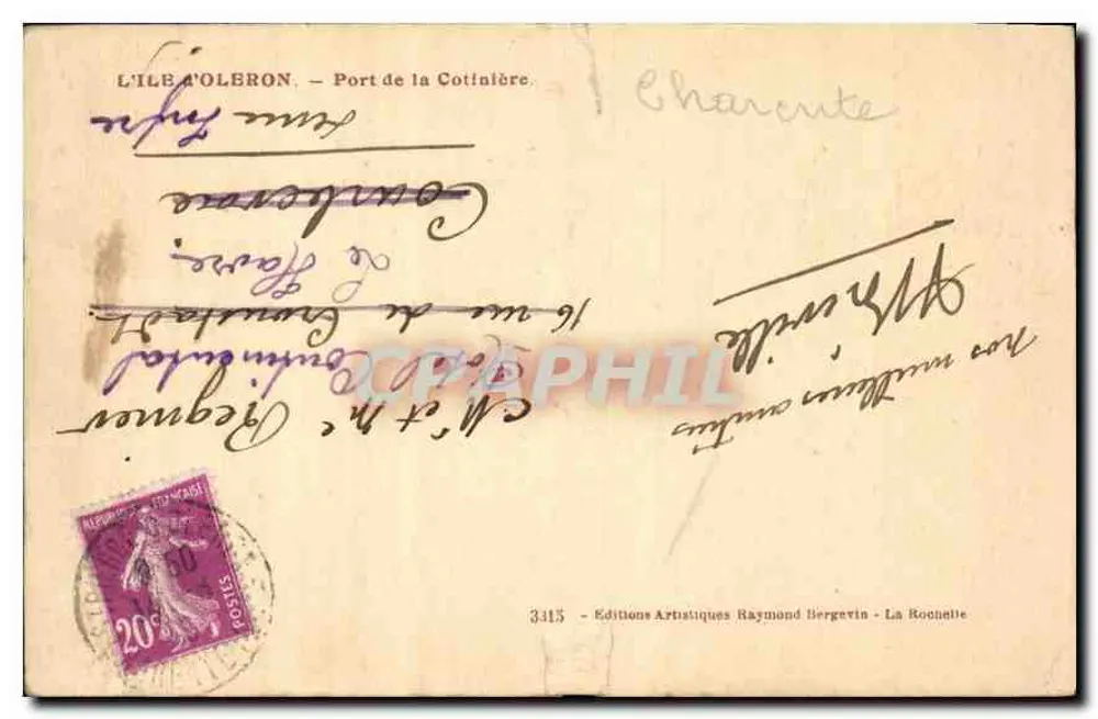 A Ilha de Oléron — Porto da Cotinière — Éditions Artistiques Raymond Bergevin - Verso