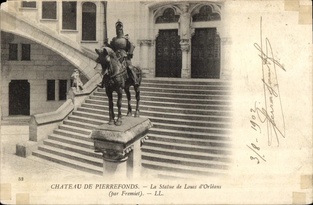 Schloss Pierrefonds — Die Statue von Louis d'Orléans (von Fremiet) — LL. n°52 - Vorderseite