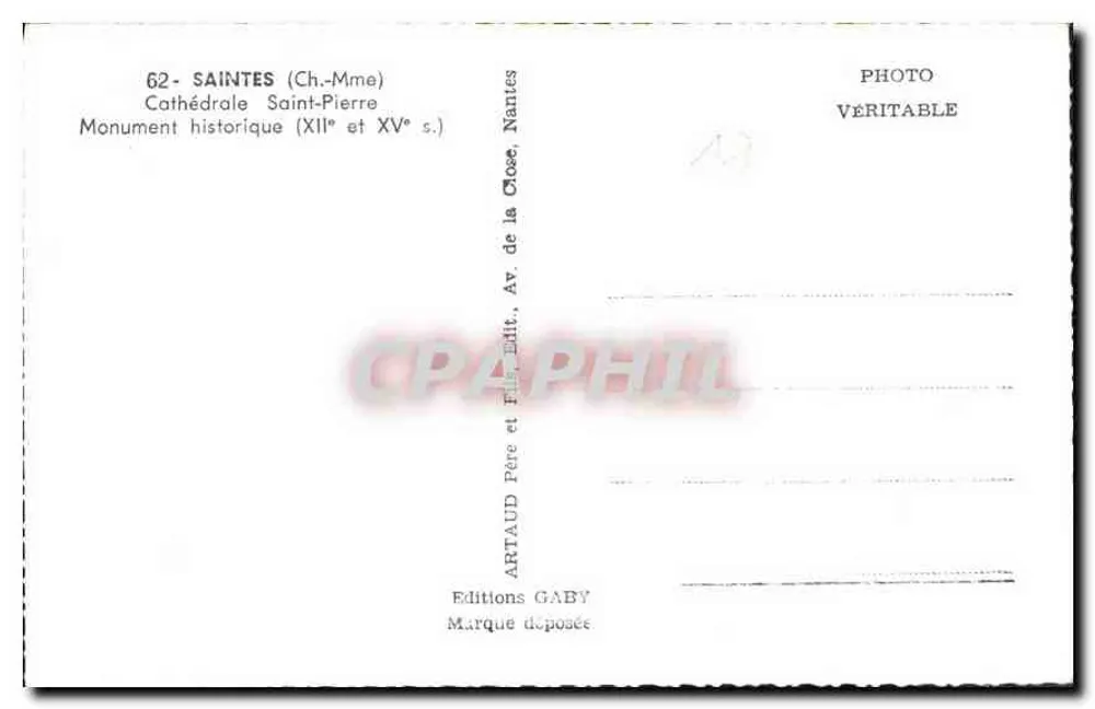 Saintes - Kathedrale Saint-Pierre — Historisches Denkmal (12. und 15. Jahrhundert) — Editions GABY - Rückseite