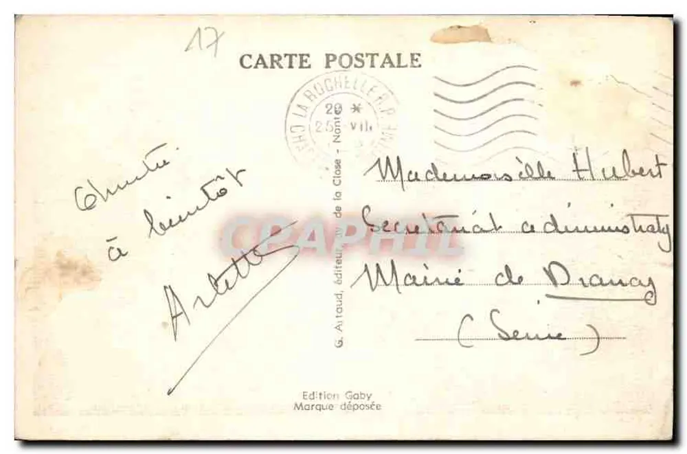 La Rochelle — Der Hafen und die beiden Türme — Gaby, n° 3332 - Rückseite