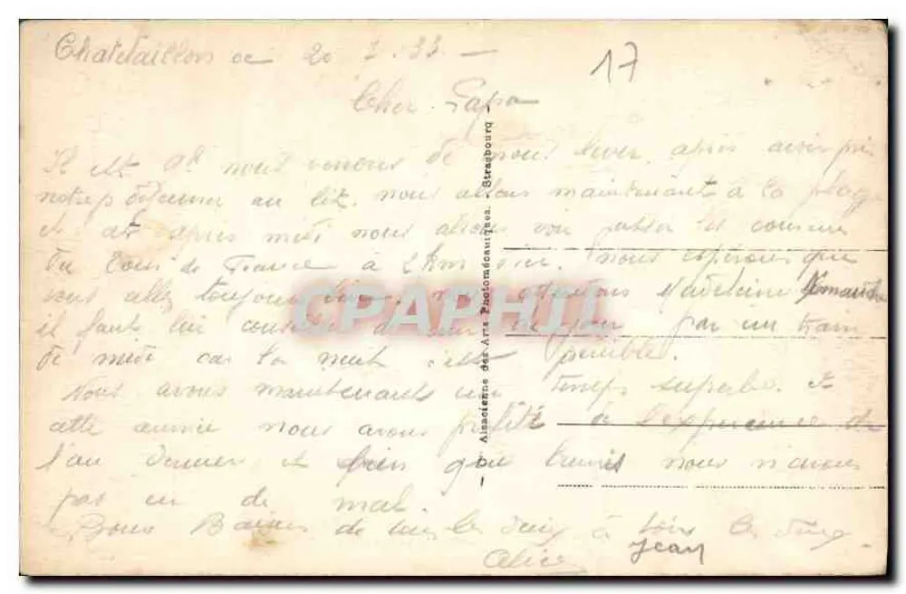 Châtelailloon — I Rochi di Angoulins — editore A.R.A. n°18 - Verso