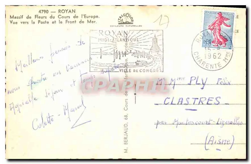 Royan — Blütenstrauß am Cours de l'Europe — Verlag M. Beraud - Rückseite