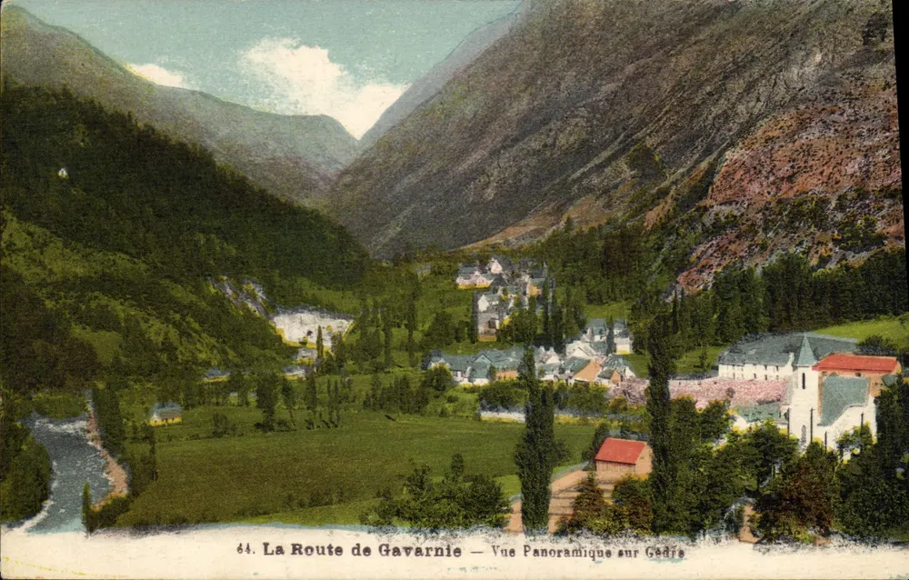 Die Route von Gavarnie — Panoramablick auf Gédre — Verlag Palat-Périgalaine, Lourdes - Vorderseite