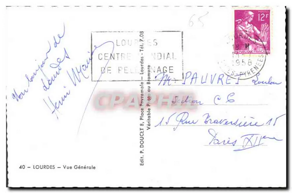 Lourdes — Vista geral — Editor Edlux, n°40 - Verso