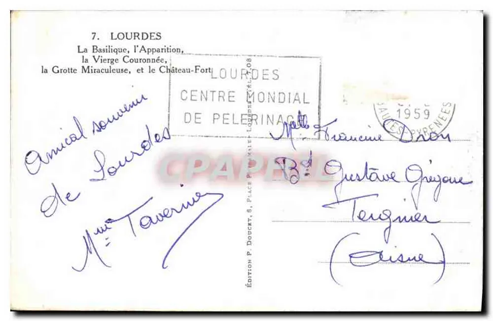 Lourdes — Pilgerort — Edition P. Doccet - Rückseite