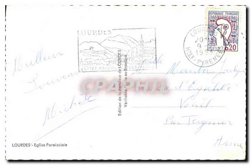 Igreja paroquial de Lourdes — vista da rua — Edição da Paróquia de Lourdes - Verso