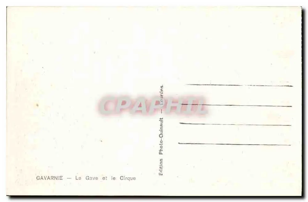 Gavarnie — O Gave e o Cirque — Édition Photo-Quinault, Lourdes - Verso