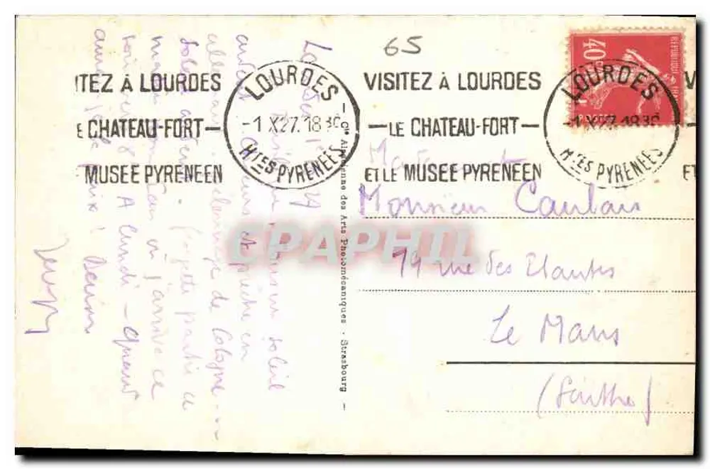 Lourdes — A Basílica e o Gave — n° 244 - Verso