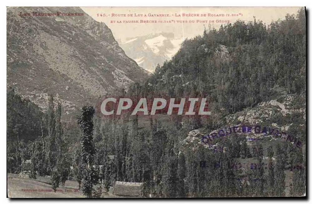Les Maures-Pyrénées — Straße von Luz nach Gavarnie, La Brèche de Roland (2.904m) und La Fausse Brèche (2.048m) in Richtung Pont de Gédohe — Verlag: P. Lefebvre, Toulouse - Vorderseite