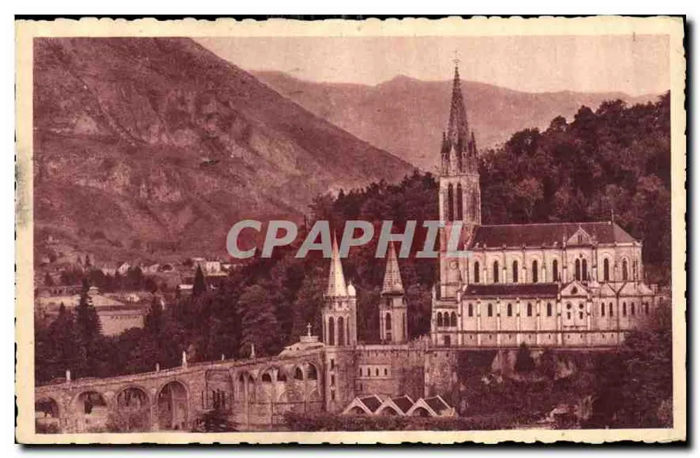 Lourdes — A Basílica e o Pic du Jer — Edição P. Docet, Lourdes - Frente