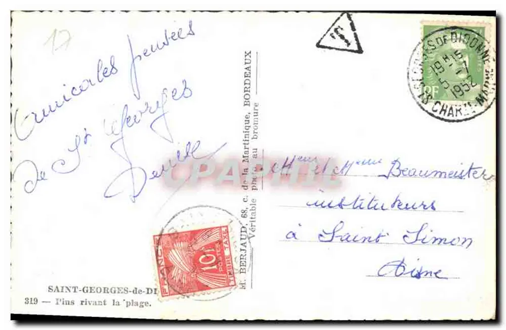 Pinheiros banhados pela praia — Saint-Georges-de-Dièpe — Tito - Verso