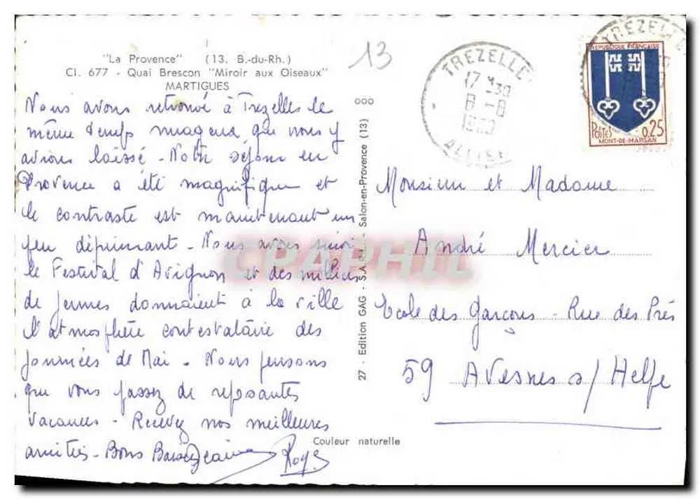 Martigues — Quai Brescon (Mi roir aux Oiseaux) — Cim Ausgabe, Nr. 27 - Rückseite