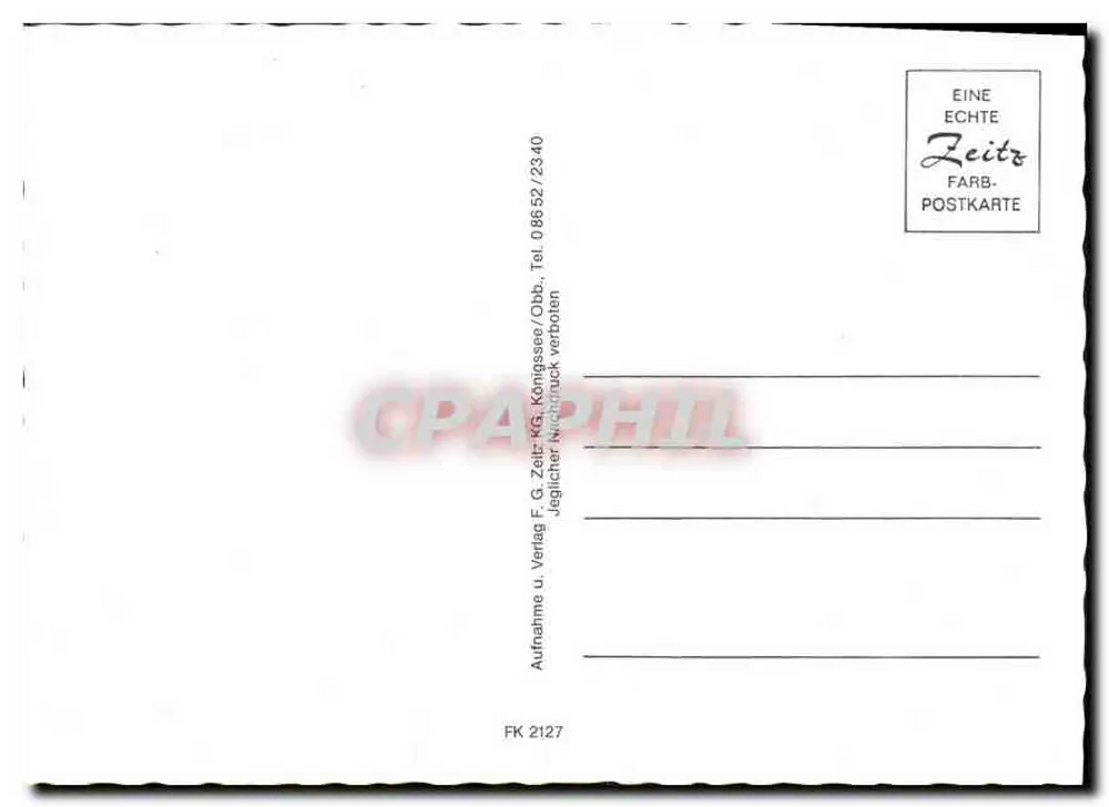 Die Loreley — estátua de bronze — Editora Zeitz, n° FK 2127 - Verso